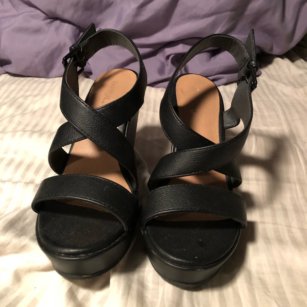 Black Wrap Sandal Wedge
